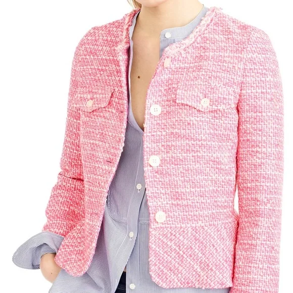 J CREW Peplum Lady Jacket in Neon Fuchsia Tweed - Picture 3 of 4